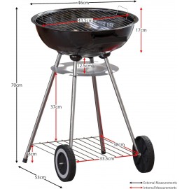 Garden Vida Memphis Kettle BBQ Grill Freestanding Barbecue Garden Outd