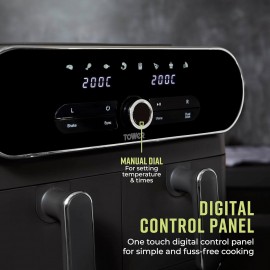 Tower T17138 Vortx Elite 10.4L Dual Basket Air Fryer with Sync Finish,