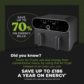 Tower T17138 Vortx Elite 10.4L Dual Basket Air Fryer with Sync Finish,