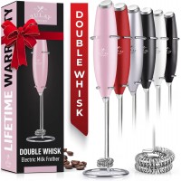 Zulay Kitchen Powerful Double Whisk Milk Frother Handheld - Foam Maker