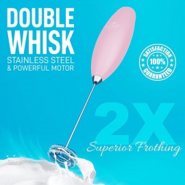 Zulay Kitchen Powerful Double Whisk Milk Frother Handheld - Foam Maker