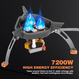 WADEO 7200W Windproof Camping Stove, Camping Gas Stove with Piezo Igni