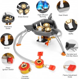 WADEO 7200W Windproof Camping Stove, Camping Gas Stove with Piezo Igni