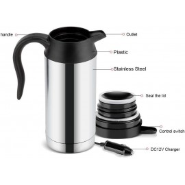 MAGT 12V 750ML Electric Car Kettle Stainless Steel Electric Car Kettle