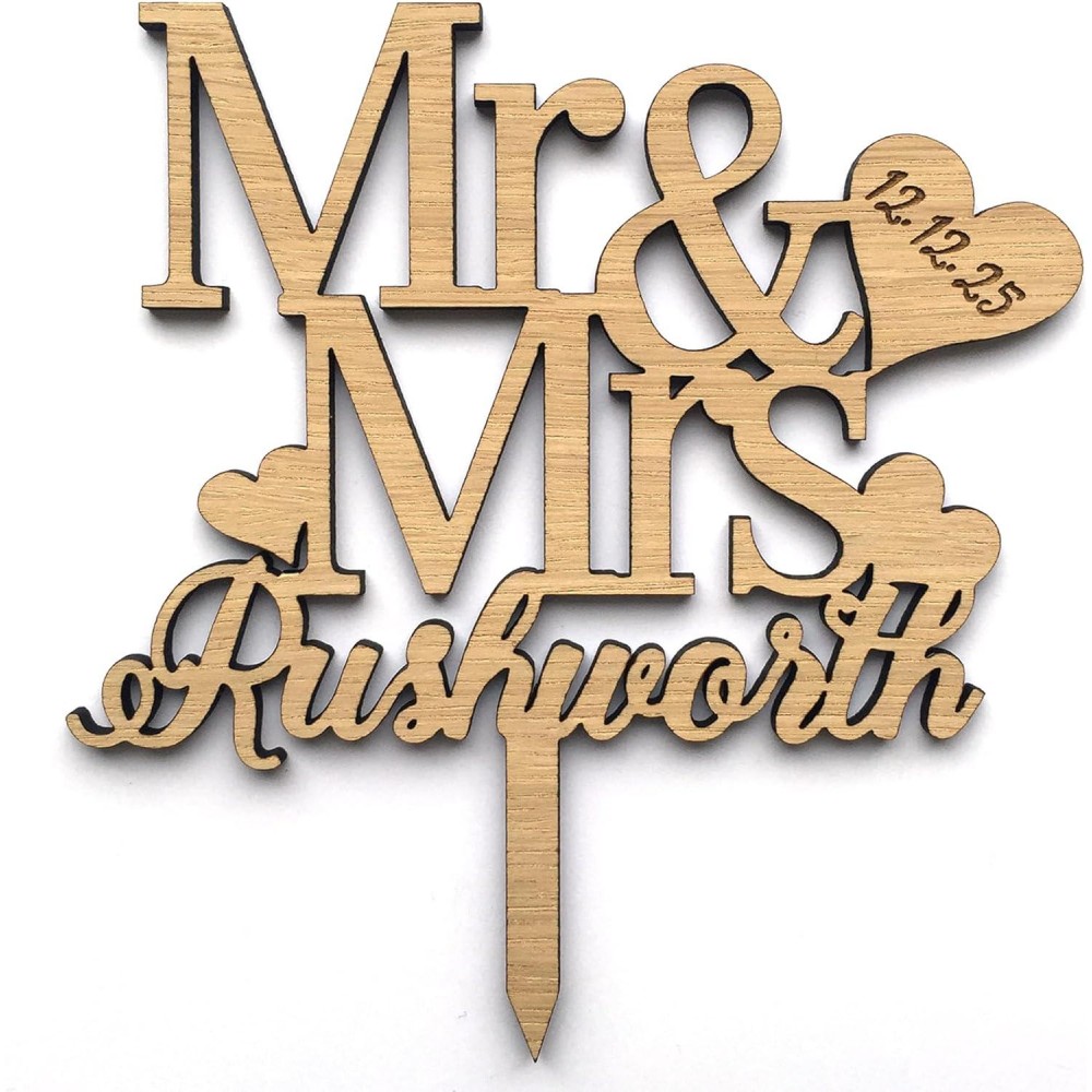 Personalised Oak Wooden Wedding/Anniversary Cake Topper/Perfect for a