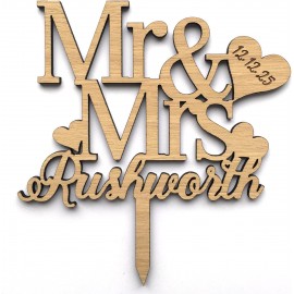 Personalised Oak Wooden Wedding/Anniversary Cake Topper/Perfect for a