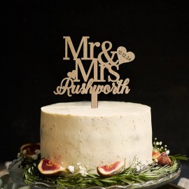 Personalised Oak Wooden Wedding/Anniversary Cake Topper/Perfect for a