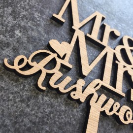 Personalised Oak Wooden Wedding/Anniversary Cake Topper/Perfect for a