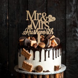 Personalised Oak Wooden Wedding/Anniversary Cake Topper/Perfect for a