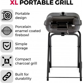 Tower T978571 XL Portable Grill with Collapsible Legs & Wheels, Porcel