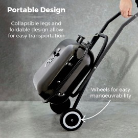 Tower T978571 XL Portable Grill with Collapsible Legs & Wheels, Porcel