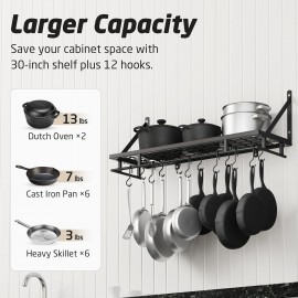 KES Pot Pan Rack Wall Mounted Kitchen Hanging Rack Storage Organizer W
