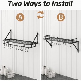 KES Pot Pan Rack Wall Mounted Kitchen Hanging Rack Storage Organizer W