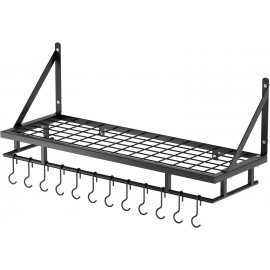 KES Pot Pan Rack Wall Mounted Kitchen Hanging Rack Storage Organizer W