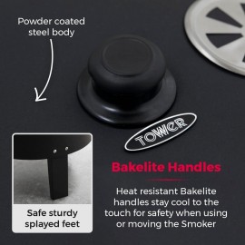 Tower T978573 2-In-1 Smoker Grill with Charcoal & Smoker, Heat Resista