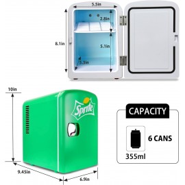 Coca Cola Sprite Mini Fridge For Bedrooms 4L Small Fridge 6 Can Table