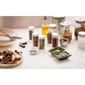 Harcas Bamboo Spice Rack with 18 Jars and Labels. Free Standing Spice