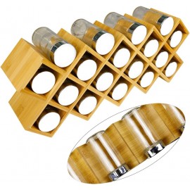 Harcas Bamboo Spice Rack with 18 Jars and Labels. Free Standing Spice