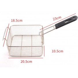 DELITLS Stainless Steel Deep Fat Fryer Basket with Square Plastic Hand