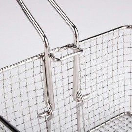 DELITLS Stainless Steel Deep Fat Fryer Basket with Square Plastic Hand