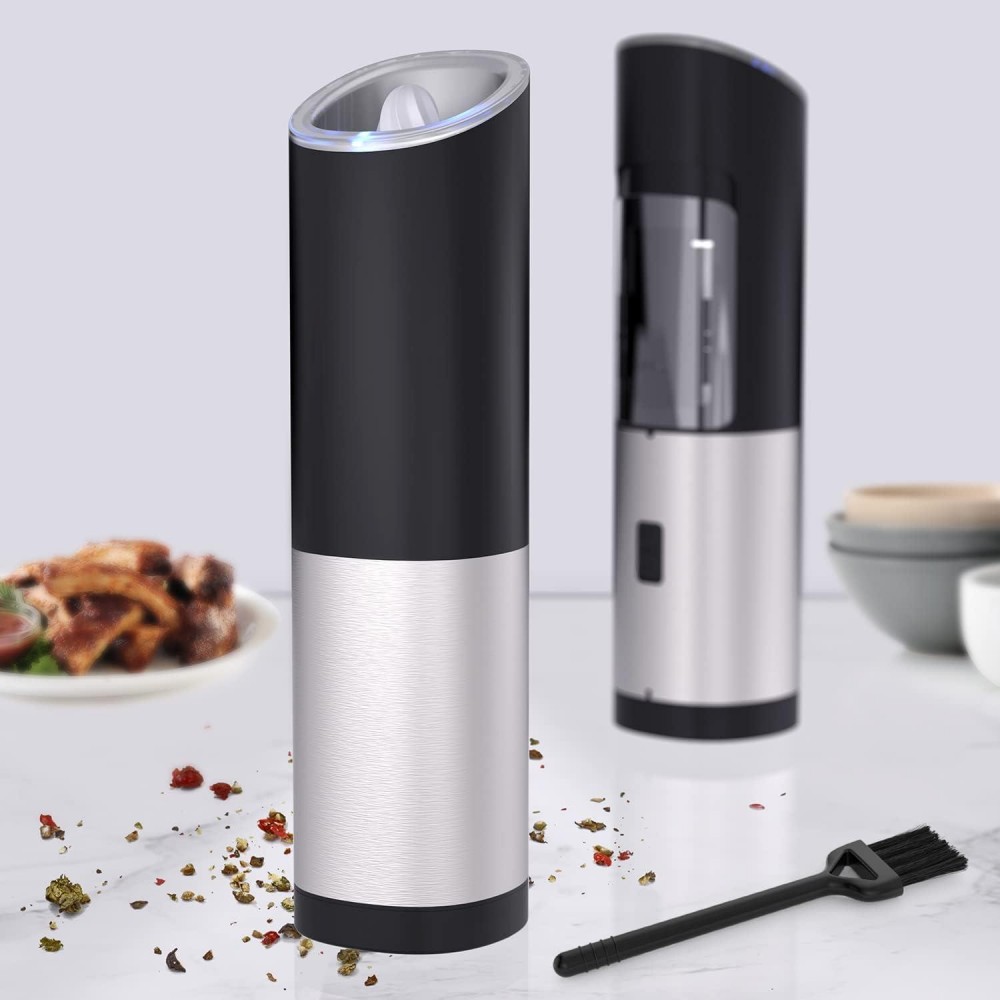 Electric Salt and Pepper Grinder Set Automatic Pepper Mill Grinder Adj