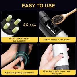 Electric Salt and Pepper Grinder Set Automatic Pepper Mill Grinder Adj