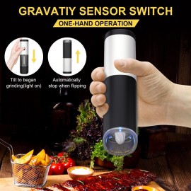 Electric Salt and Pepper Grinder Set Automatic Pepper Mill Grinder Adj