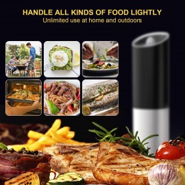 Electric Salt and Pepper Grinder Set Automatic Pepper Mill Grinder Adj