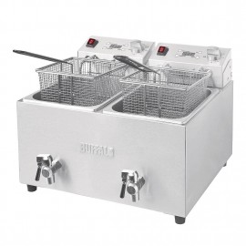 Buffalo Twin Tank Twin Basket 2x8Ltr Countertop Fryer with Timers 2x2.