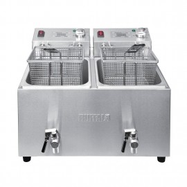 Buffalo Twin Tank Twin Basket 2x8Ltr Countertop Fryer with Timers 2x2.