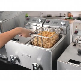 Buffalo Twin Tank Twin Basket 2x8Ltr Countertop Fryer with Timers 2x2.