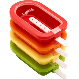 Lékué - Ice Lolly Moulds Stackable, Mini, 4 Pieces, Silicone, Multi-Co