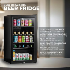 Subcold Super85 LED - Under-Counter Fridge | 85L Beer, Wine & Drinks F