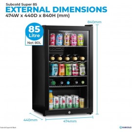 Subcold Super85 LED - Under-Counter Fridge | 85L Beer, Wine & Drinks F