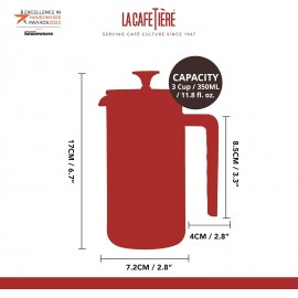 La Cafetière Pisa Cafetière, 3-Cup/350ml, Heat-Resistant Borosilicate