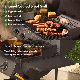 VonHaus Gas BBQ – Barbecue with x4 Gas Burners, Warming Rack, Fold Dow