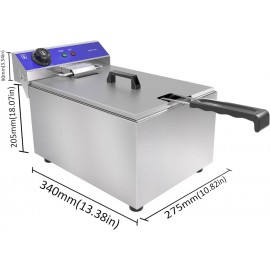 TAIMIKO Electric Deep Fryer Commercial Stainless Steel Tank With Lid E