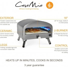 Casa Mia Bravo - 16 Inch Outdoor Gas Pizza Oven - Quick Heating, Versa