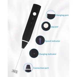 Jutyum Milk Frother Handheld, Milk Frother Electric Rechargeable USB,