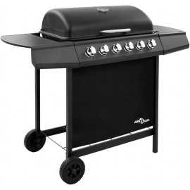 vidaXL Gas BBQ Grill with 6 Burners Stylish Functional Castors Backyar