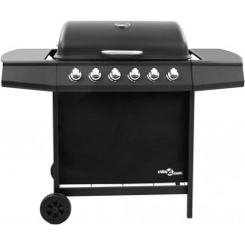 vidaXL Gas BBQ Grill with 6 Burners Stylish Functional Castors Backyar