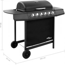 vidaXL Gas BBQ Grill with 6 Burners Stylish Functional Castors Backyar