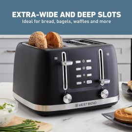 West Bend Toaster 4 Slice Extra-Wide and Deep Slots with 3 Functions a
