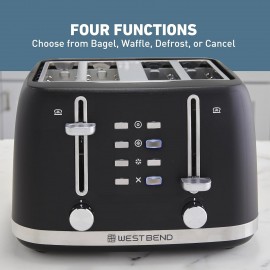 West Bend Toaster 4 Slice Extra-Wide and Deep Slots with 3 Functions a