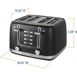 West Bend Toaster 4 Slice Extra-Wide and Deep Slots with 3 Functions a