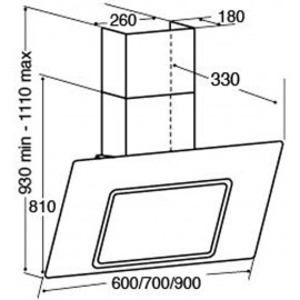 CDA 60cm Angled Chimney Cooker Hood with Touch Controls - Black