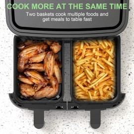 EUARY Best 9L Large Dual Basket Air Fryers for Family,8-In-1 Compact O