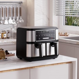 EUARY Best 9L Large Dual Basket Air Fryers for Family,8-In-1 Compact O