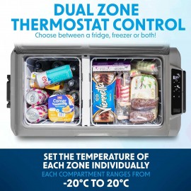 Dellonda 60L Portable Car Fridge, Freezer, 12/24V Dual Zone Compressor