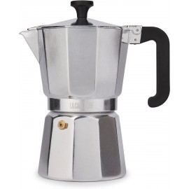 La Cafetière Venice Aluminium Espresso Maker, Six Cup, Silver, Gift Bo